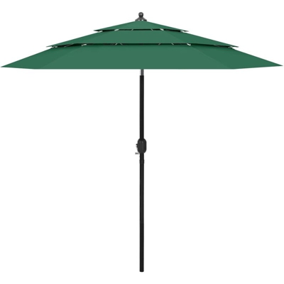 Ombrellone a 3 Livelli con Palo in Alluminio Verde 2,5 m - Vidaxl