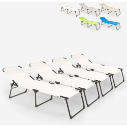 Set 4 lettini spiaggia mare giardino pieghevoli in alluminio Mauritius | Bianco características