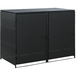 Copribidone Doppio per Spazzatura Polyrattan Nero 148x80x111 cm características