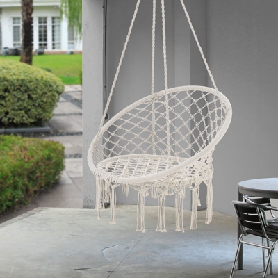 Poltrona Sospesa Altezza Completa 140 cm Altalena Relax Poltrona Appendibile con Carico max. 150 kg Poltrona Sospesa per Interno / Esterno - Color