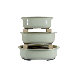 Vasi per bonsai Giapponesi Morrisan ovali in gres smaltati bianchi (Set da n.3 pezzi) - B21-27 precio