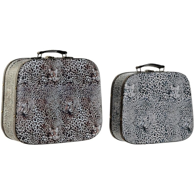 Set di Scatole Decorative DKD Home Decor Legno Coloniale Tela (2 pcs)