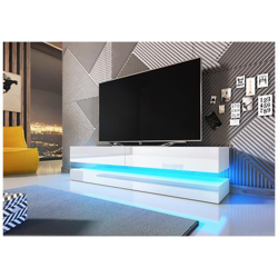Innovativo E Moderno Tavolo Tv Sajna Con Illuminazione Led, 140cm, Bianco / bianco Lucido características