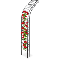 Arco Semicircolare per Rose, Montaggio a Parete, Decorato, per Rampicanti, Ferro, HLP 256 x 39 x 72 cm, Nero características