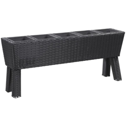 Letto Rialzato con Gambe e 5 Vasi 118x25x50 cm Polyrattan Nero - Nero - Vidaxl precio