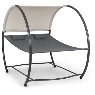 Umbria amaca matrimoniale freestanding telaio d'acciaio cuscini tettuccio grigio
