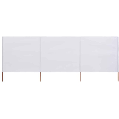 Paravento a 3 Pannelli in Tessuto 400x80 cm Bianco Sabbia - Bianco - Vidaxl