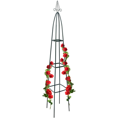 Obelisco per Rampicanti, a Piramide, per Piante, Rose, Edere, Accessori da Giardino, Acciaio, Verde