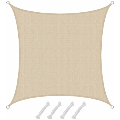 Amanka - Tenda da Sole UV 2x2 Quadrato di HDPE Telo di Protezione Solare Balcone Beige