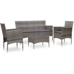 Set Divani da Giardino 4 pz con Cuscini in Polyrattan Grigio precio