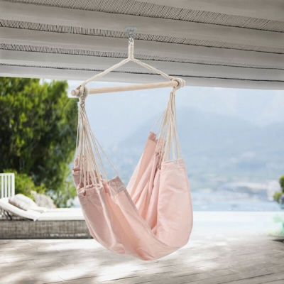Sedia Amaca Sospesa Girevole a 360° Poltrona Appendibile per Interno / Esterno 180 x 125 cm Carico max.150 kg - Color Salmone