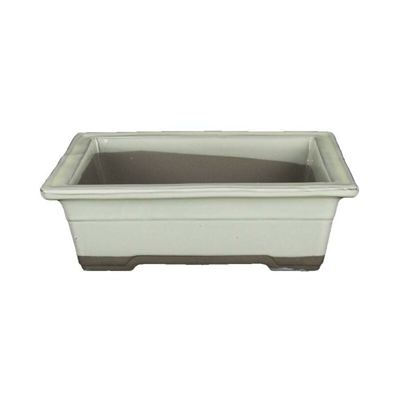 Vaso per bonsai Giapponese Morrisan rettangolare in gres smaltato bianco 17,5x12x6 cm - B05-19a