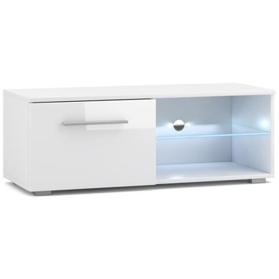 Mobile Tv Modernista Punes Bianco / bianco Lucido 200 Cm Led