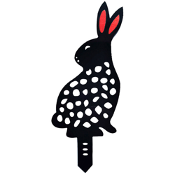Nuovo stile Pastorale Decorazione Rabbit Yard Art Garden Hollow-Out Pattern 6PCS Imitation Rabbit Animal Ornaments,Stile coniglio-A nero e rosso precio