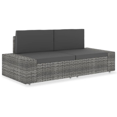 vidaXL Divano Modulare a 2 Posti in Polyrattan Grigio - Grigio