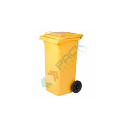 Bidone spazzatura per la raccolta differenziata rifiuti, capacità 80 Lt, certificato UNI EN 840, per uso esterno, colore giallo (Giallo) en oferta