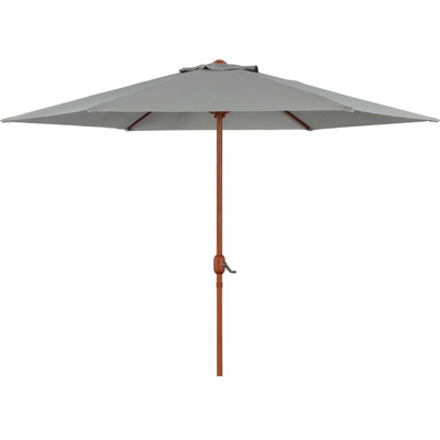 Ombrellone da giardino dritto in alluminio con finitura legno Luz - Rotondo - Ø 3m - Grigio