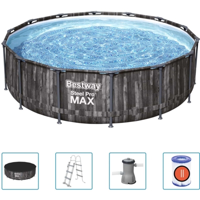 Bestway Set Piscina Steel Pro MAX Rotonda 427x107 cm - Marrone