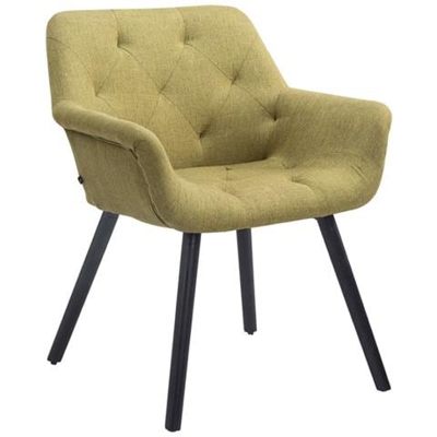 Sedia Attesa Cassidy in Tessuto E Legno | Poltroncina Imbottita Conferenze, con Braccioli, Alt. Seduta 45 cm I Carico Max 150KG Verde Base Legno: Nero