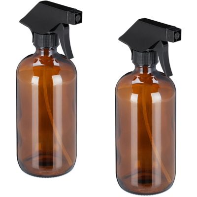 Relaxdays - Spruzzino Nebulizzatore, Set 2x500 ml di Bottiglie Spray Vuote, Vaporizzatore Parrucchieri, Pulizia, Marroni
