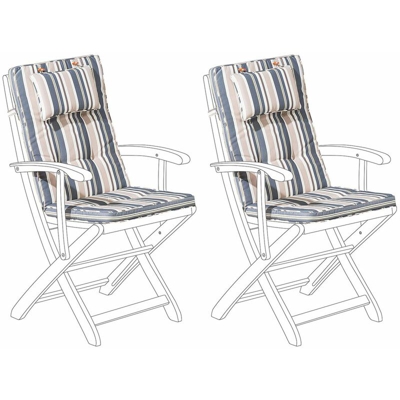 Beliani - Set di 2 cuscini da seduta/schienale per esterni a strisce blu-beige MAUI