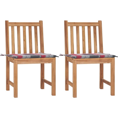 vidaXL Sedie da Giardino 2 pz con Cuscini in Legno Massello di Teak