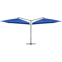 Ombrellone Doppio con Palo in Acciaio 250x250 cm Azzurro - Blu - Vidaxl en oferta
