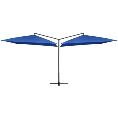 Ombrellone Doppio con Palo in Acciaio 250x250 cm Azzurro - Blu - Vidaxl
