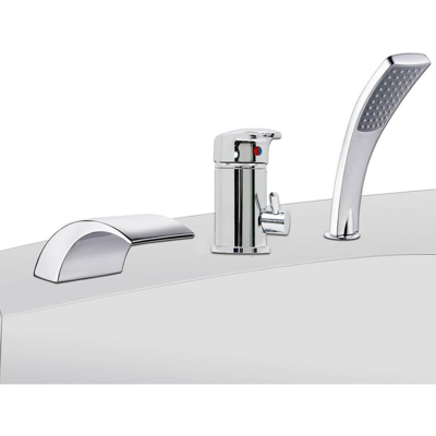 3 fori set vasca da bagno rubinetto cerchio rubinetto cromato rubinetto cascata doccia a mano