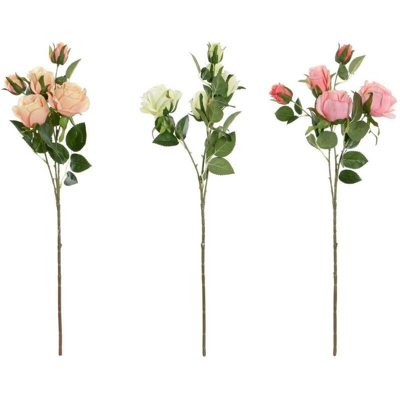 Fiori Decorativi Bianco Arancio Rosa Stoffa Polietilene (3 pcs) - Dkd Home Decor