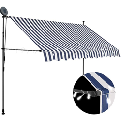Tenda da Sole Retrattile Manuale con LED 250 cm Blu e Bianco - Multicolore - Vidaxl precio