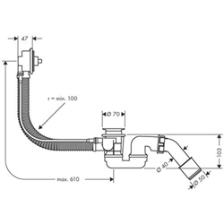 Flexaplus set di scarico vasca da bagno e set di troppopieno 1 1/2 per vasche standard - 58140180 - Hansgrohe precio