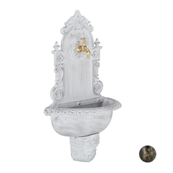 Fontana XL Antica a Parete, con Rubinetto, Lavabo per Giardino, in Lega di Alluminio, HLP 75x44x22 cm, Bianca características