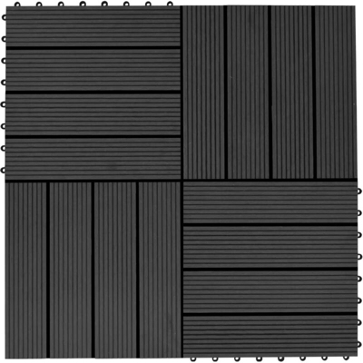 vidaXL Piastrelle per Decking in WPC 11 pz 30x30cm 1 mq Nero - Nero