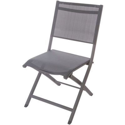 Sedia pieghevole antracite per giardino in alluminio e textilene, da 60x88x47 cm grigio