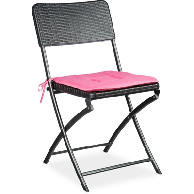 Relaxdays - Sedia da Giardino Pieghevole in Stile Rattan, Modello BASTIAN, Singola, HLP 82x44x50 cm, Nero