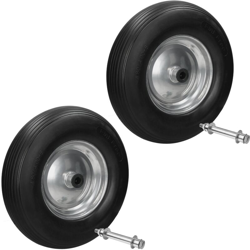 2 x Ruota per carriola gomma piena PU antiforatura 4.80/4.00-8 nero incl. asse en oferta