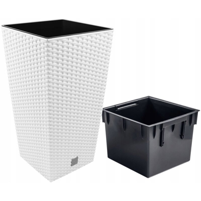 Vaso di fiori Rato 26,6 litri con inserto 26,5 x 26,5 x 50 cm in colore bianco.