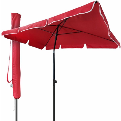 VOUNOT Ombrellone da Giardino Rettangolare, Parasole da Balcone, 200 x 125 cm, Rosso