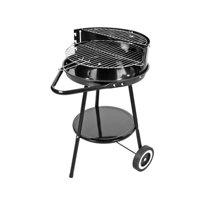 Tradeshop - BARBECUE STEEL GRILL A CARBONE 43X41X72 CM CON 2 RUOTE BBQ NERO CON GRIGLIA INOX