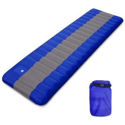 Materassino Gonfiabile Da Campeggio Air Sleeping Pad Con Pompa A Pedale Incorporata Zaino In Spalla Escursionismo Viaggi Light Blu
