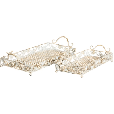 Set 2 Vassoio in Ferro da Cucina Soggiorno Decorazione Design Classico