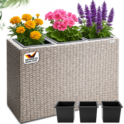 Vaso fioriera effetto polyrattan 83 x 30,5 x 60cm Nero - Marrone - Crema crema precio