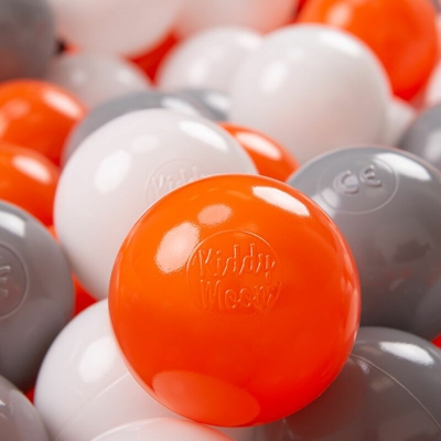 KiddyMoon 100 ? 7CM Palline Morbide Colorate Per Piscina Bambini Fatto In EU, Arancione/Grigio/Bianco - arancione/grigio/bianco