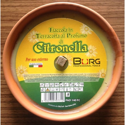 Fiamma citronella coccio 145x40 mm in terracotta lampada candela antizanzare