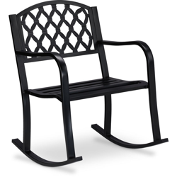 Sedia a Dondolo da Giardino, Accessorio Design Antico e Retrò, Outdoor, Poltrona da Esterno, 85x60x74 cm, nero características