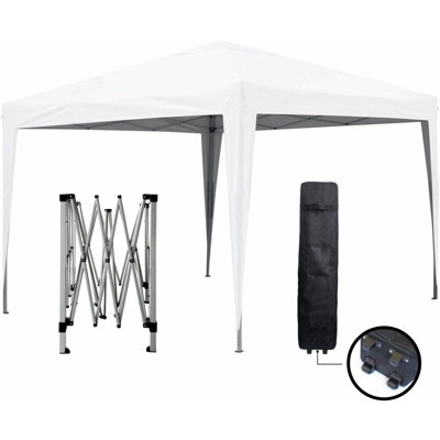 Tenda pieghevole bianca 3x3m ECO 30mm tubo d'acciaio Telone 220g / m² RIVESTIMENTO IN PVC 100% IMPERMEABILE Padiglione da giardino Gazebo per
