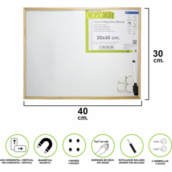 Lavagna magnetica bianca 30x40 cm. Con pennarello e 4 magneti en oferta