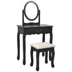 Tavolo Da Trucco Con Sgabello Nero 65x36x128 Cm Paulownia E Mdf precio