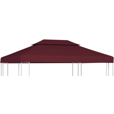 Copertura Superiore per Gazebo a 2 Strati 310g/m² 4x3m Bordeaux - Rosso - Vidaxl